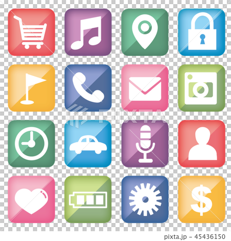 モバイル用アプリのアイコンセット 角形のイラスト素材