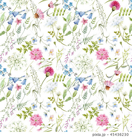 Watercolor Floral Vector Patternのイラスト素材 45436230 Pixta