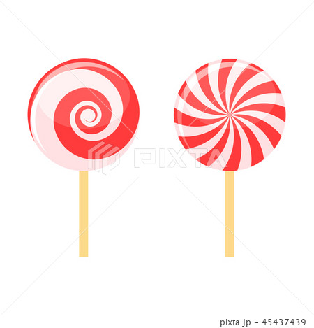 Red Lollipops Candy on Stick Set. Vector 45437439