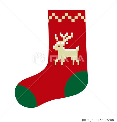 クリスマスのイメージの靴下 トナカイ クリスマスプレゼント ノルディック柄のイラスト素材