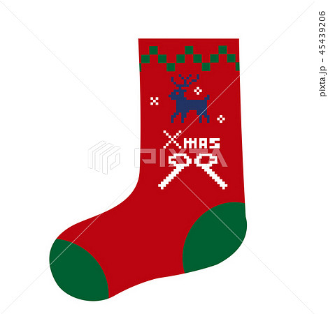 クリスマスのイメージの靴下 トナカイとxmas クリスマスプレゼント ノルディック柄のイラスト素材