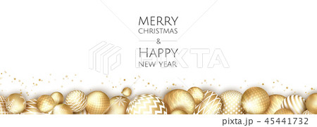 Banner with Christmas gold balls. 45441732