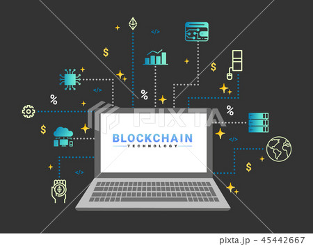 Ethereum cryptocurrency connect with PC concept 45442667