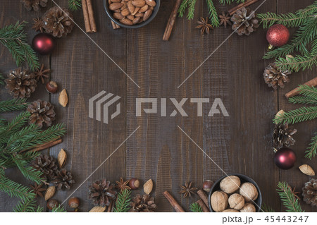 Christmas border with ingredient for baking. 45443247