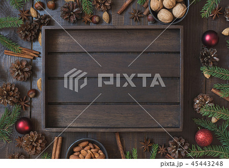 Christmas border with ingredient for baking. 45443248