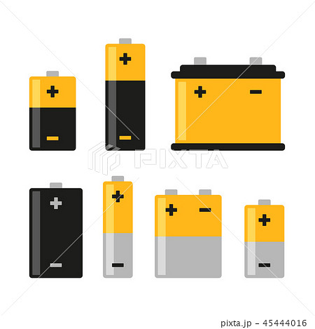 Alkaline Battery Icons Set on White Background. Vector Alkaline Battery Icons Set on White Background. Vector 45444016
