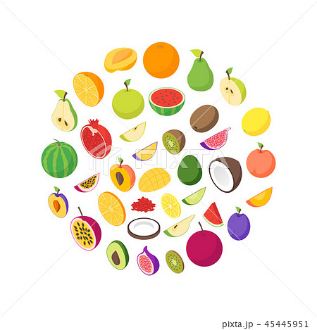 Fruits And Berries 3d Round Design Template Ad のイラスト素材 Fruits And Berries 3d Round Design Template Ad のイラスト素材