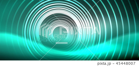 Neon circles abstract background, shiny lines 45448007