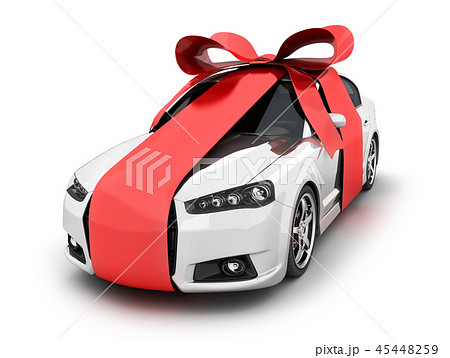 Car and red ribbon gift 45448259