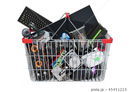 Computer device inside shopping basket 45451223