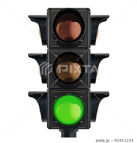 Traffic light with green color, 3D rendering 45451233