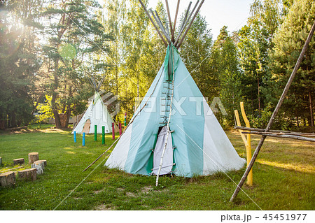 Dwelling tipi, The wigwam in the forest Dwelling tipi, The wigwam in the forest 45451977