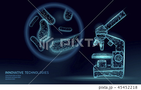 Bacteria 3D low poly render probiotics. Healthy normal digestion flora of human intestine yoghurt 45452218
