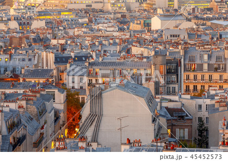 Paris. Aerial view of the city at sunrise. Paris. Aerial view of the city at sunrise. 45452573