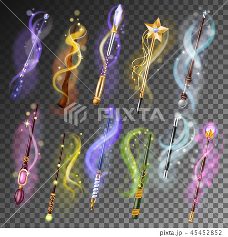 Magic wand vector miracle stick fantasy... - Stock Illustration