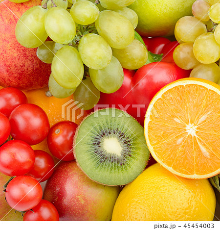 background of set of vegetables and fruits. 45454003