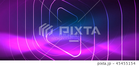 Neon glowing techno lines, hi-tech futuristic abstract background template with geometric shapes Neon glowing techno lines, hi-tech futuristic abstract background template with geometric shapes 45455154