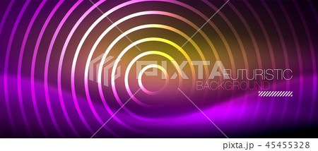 Neon glowing techno lines, hi-tech futuristic abstract background template with square shapes Neon glowing techno lines, hi-tech futuristic abstract background template with square shapes 45455328