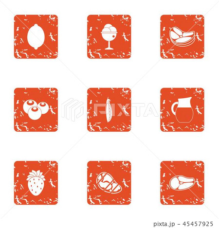 Comfortable lunch icons set, grunge style 45457925