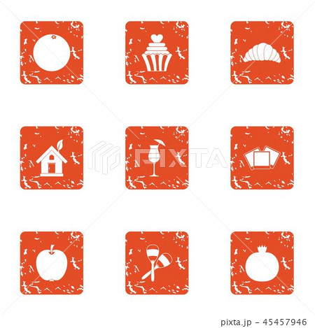 ECO food icons set, grunge style ECO food icons set, grunge style 45457946