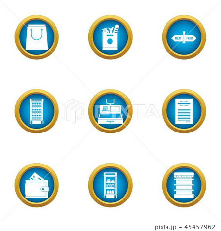 Money package icons set, flat style Money package icons set, flat style 45457962