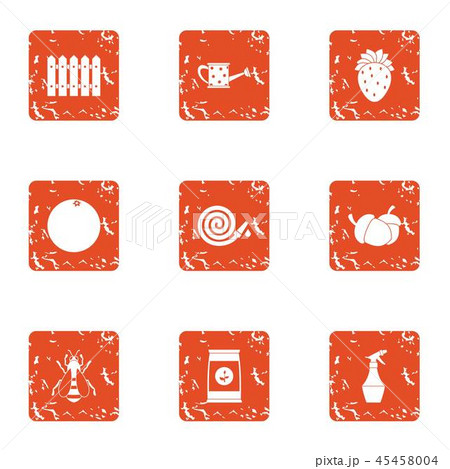 Garden walls icons set, grunge style 45458004