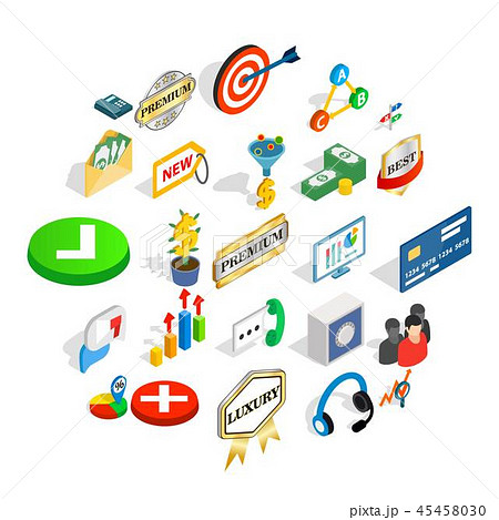 Financial center icons set, isometric style Financial center icons set, isometric style 45458030