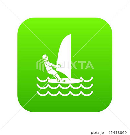 Man on windsurf icon digital green 45458069