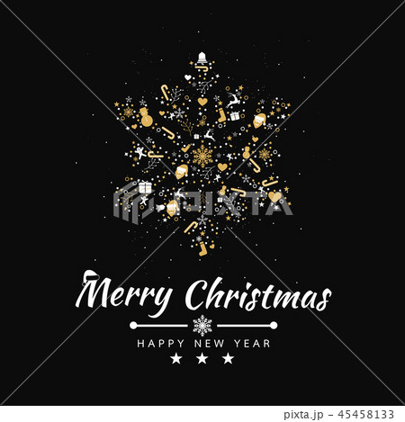 Merry Christmas background with element snowflakes 45458133