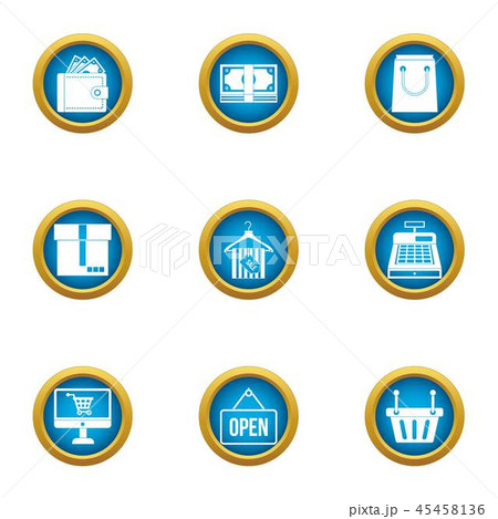 Unlatch store icons set, flat style Unlatch store icons set, flat style 45458136
