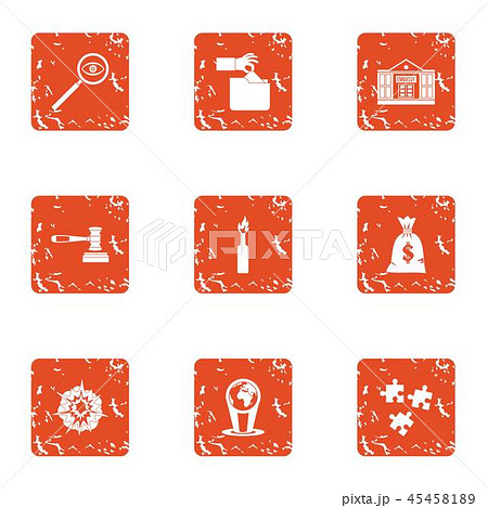 Bank money icons set, grunge style Bank money icons set, grunge style 45458189