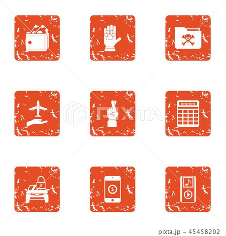Hack icons set, grunge style 45458202