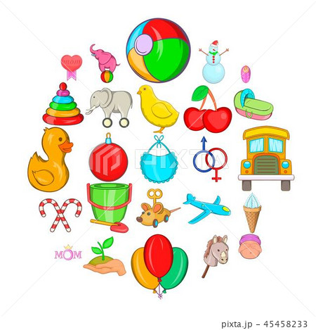 Baby care icons set, cartoon style Baby care icons set, cartoon style 45458233