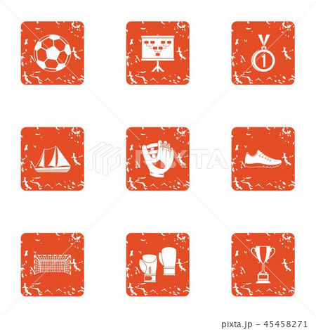 Sport luck icons set, grunge style 45458271