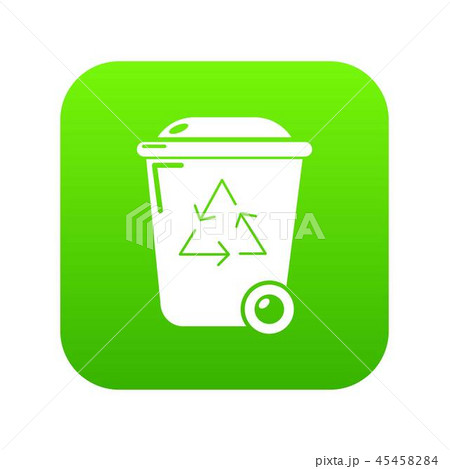 Trash wheelie bin icon green vector 45458284