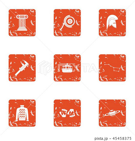 Ancient time icons set, grunge style 45458375