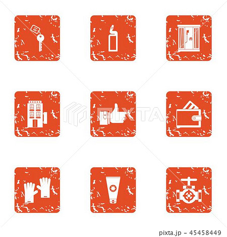 Hotel suite icons set, grunge style Hotel suite icons set, grunge style 45458449