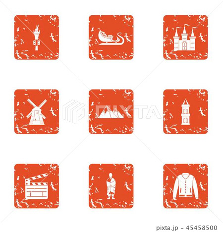 Borough icons set, grunge style 45458500