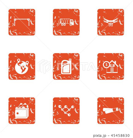 Money invasion icons set, grunge style 45458630