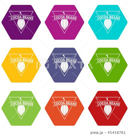 Cocoa beans icons set 9 vector Cocoa beans icons set 9 vector 45458761