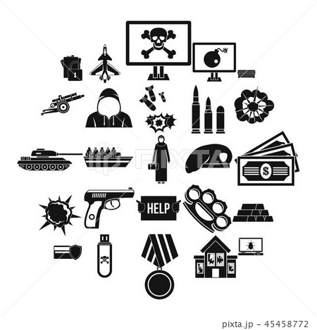 Warfare icons set, simple style Warfare icons set, simple style 45458772
