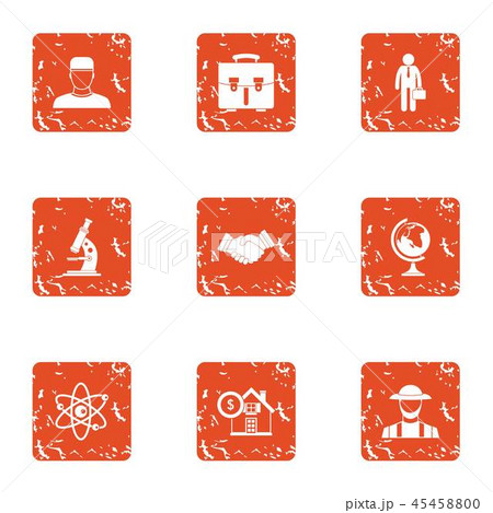 Purpose of the study icons set, grunge style Purpose of the study icons set, grunge style 45458800