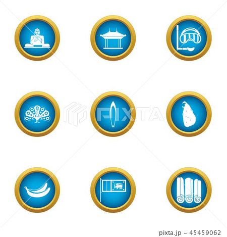 Buddha statue icons set, flat style 45459062