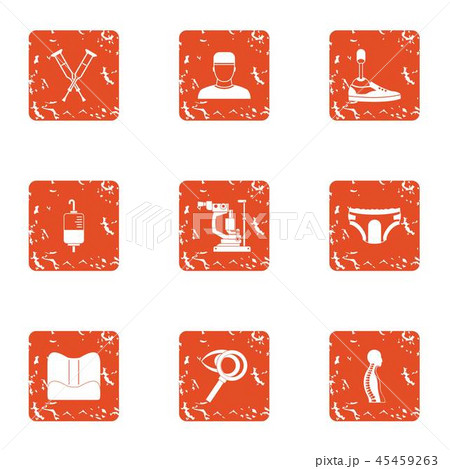 Straight back icons set, grunge style Straight back icons set, grunge style 45459263