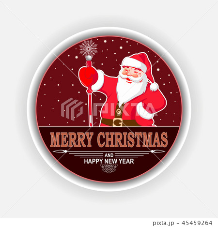 Christmas red round composition with silhouette of Santa Claus. 45459264