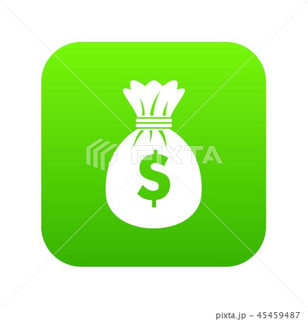 Bag with dollars icon digital green Bag with dollars icon digital green 45459487