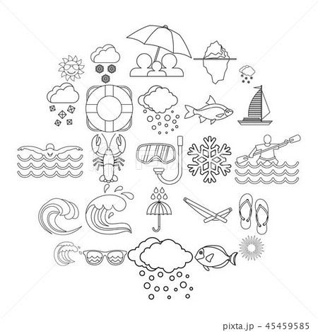 Nautical icons set, outline style 45459585