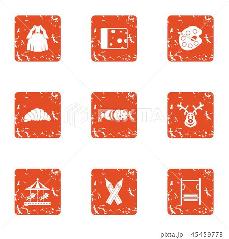 Childishness icons set, grunge style 45459773