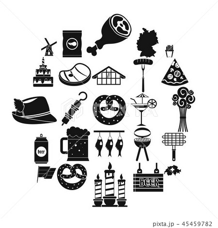 Hangout icons set, simple style Hangout icons set, simple style 45459782