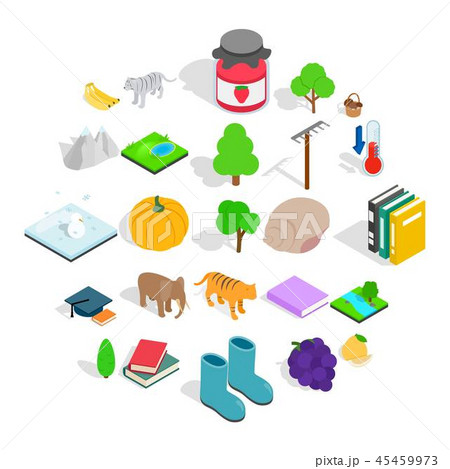 Observing the nature icons set, isometric style Observing the nature icons set, isometric style 45459973